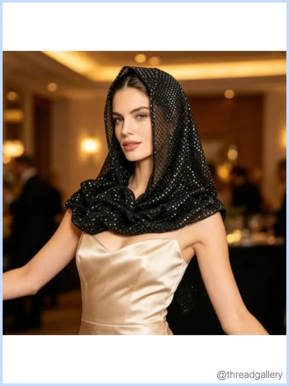 Lightweight Sequin Hood Scarf for Women, Versatile Head Scarf & Shawl
